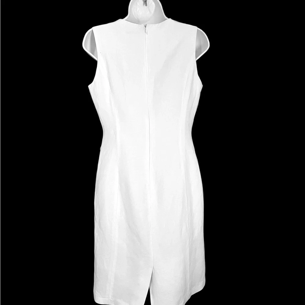 Calvin Klein White Midi Lined Scoop Neck Sleeveless Sheath Dress Size 6. - Picture 6 of 12